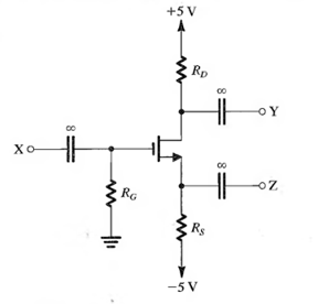 Find the value of RG so that iD = 0.1 mA, the largest possible value of RD is used