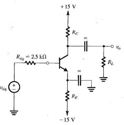 Find the value of R(E) to establish a dc emitter current of about 0.5 mA