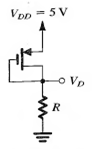 Find value of R in order to establish drain current of 0.115 mA & voltage VD of 3.5 V