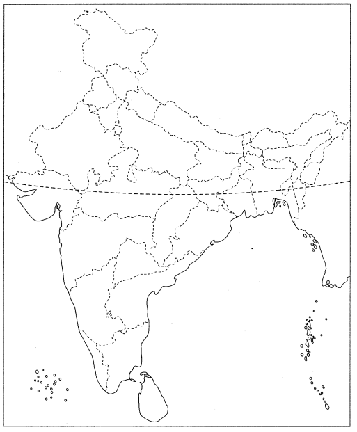 Class 9 Geography Map Work Chapter 1 India-Size and Location 4