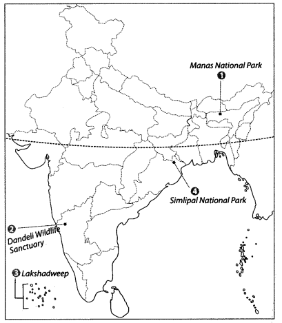 Class 9 Geography Map Work Chapter 5 Natural Vegetation and Wildlife 5.1