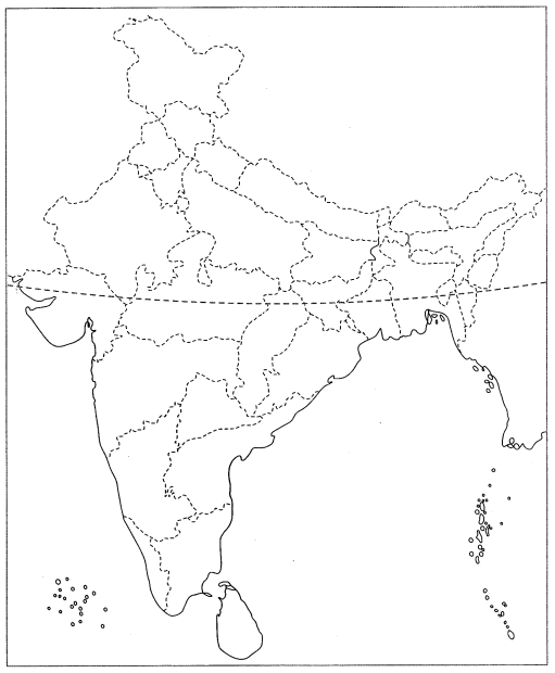 Class 9 Geography Map Work Chapter 1 India-Size and Location 2