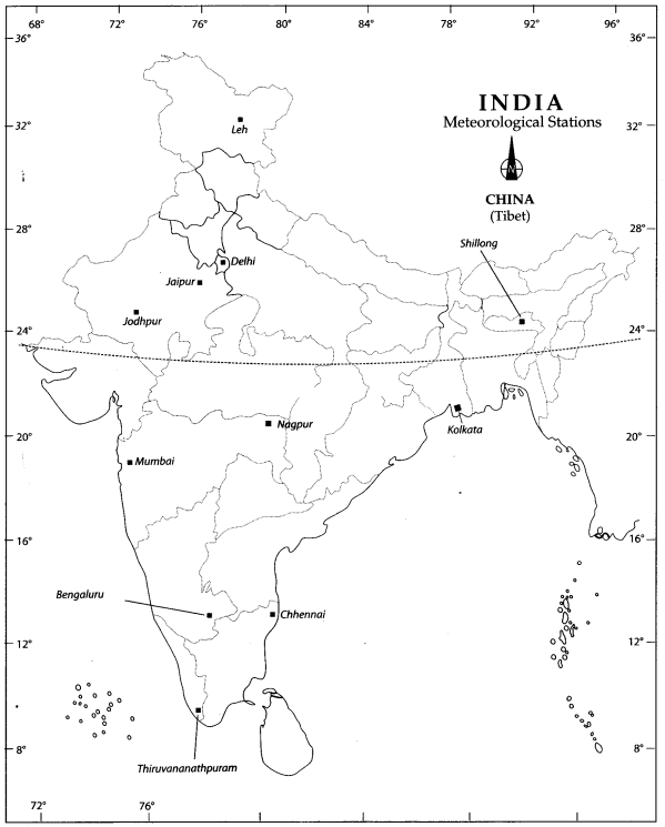 Class 9 Geography Map Work Chapter 4 Climate 8
