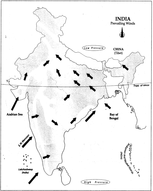 Class 9 Geography Map Work Chapter 4 Climate 6