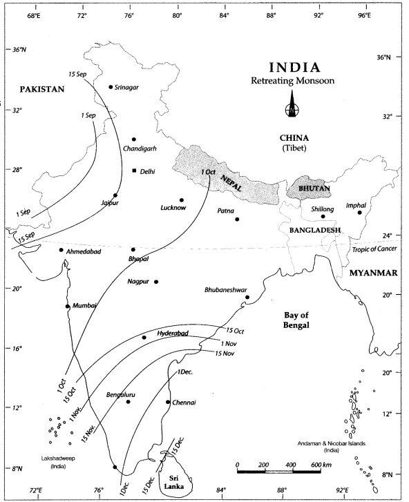 Class 9 Geography Map Work Chapter 4 Climate 1