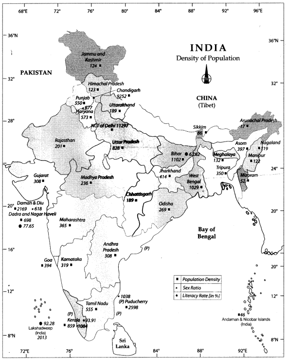 Class 9 Geography Map Work Chapter 6 Population 1