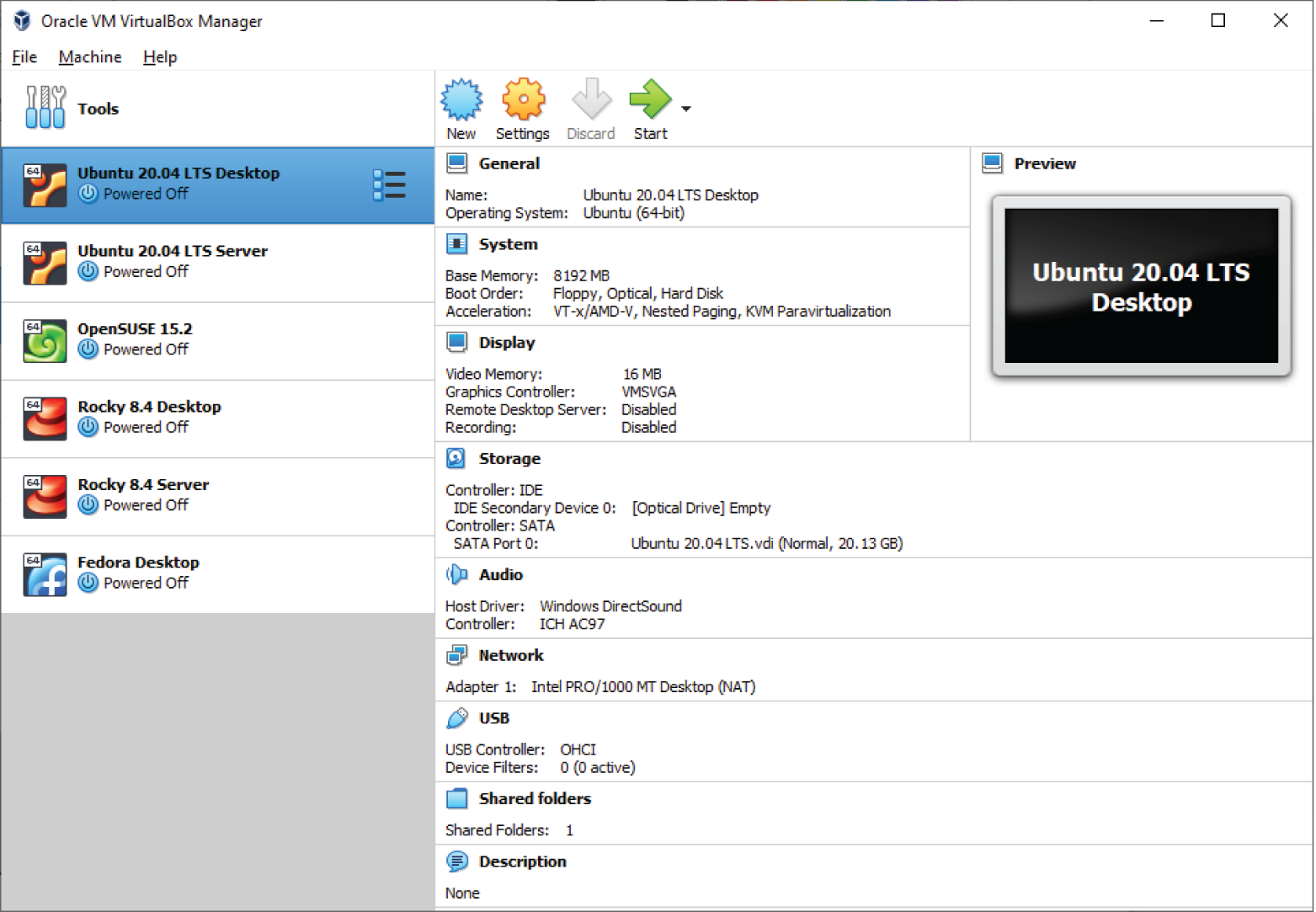 Snapshot shows learning space using Oracle VirtualBox