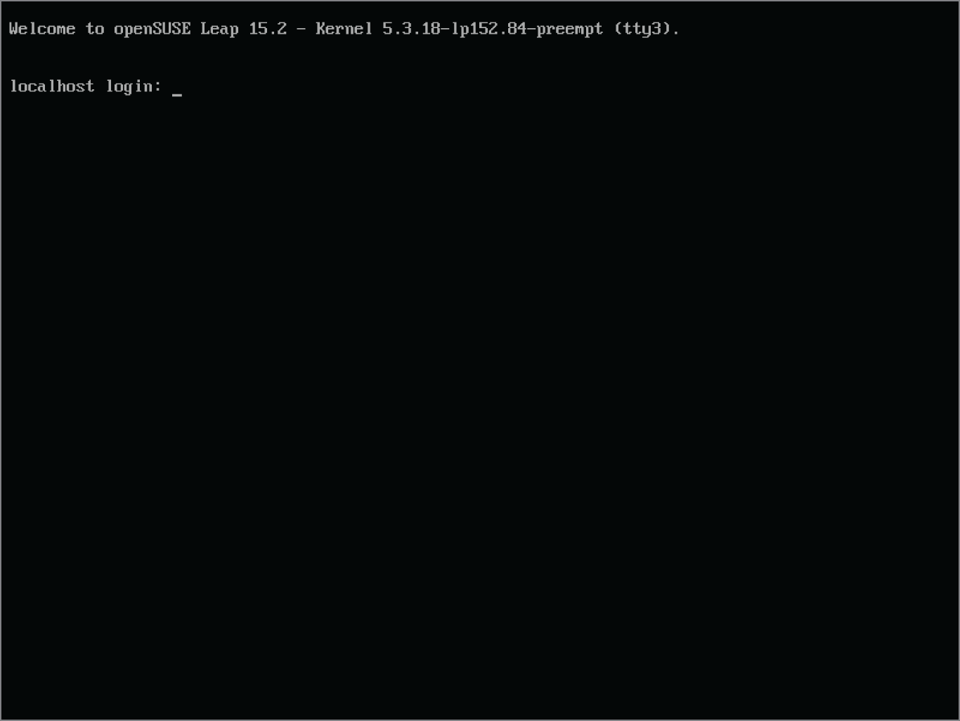Snapshot shows openSUSE tty3 terminal