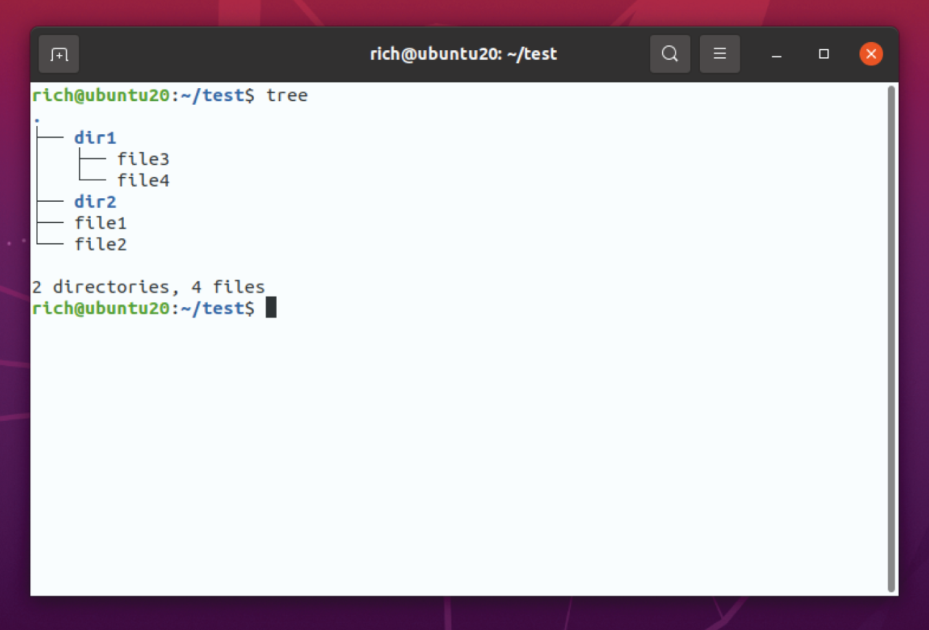 Snapshot shows the tree command output