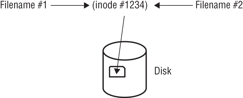 Schematic illustration of hard link file relationship