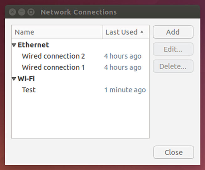 Snapshot shows the Network Connections window