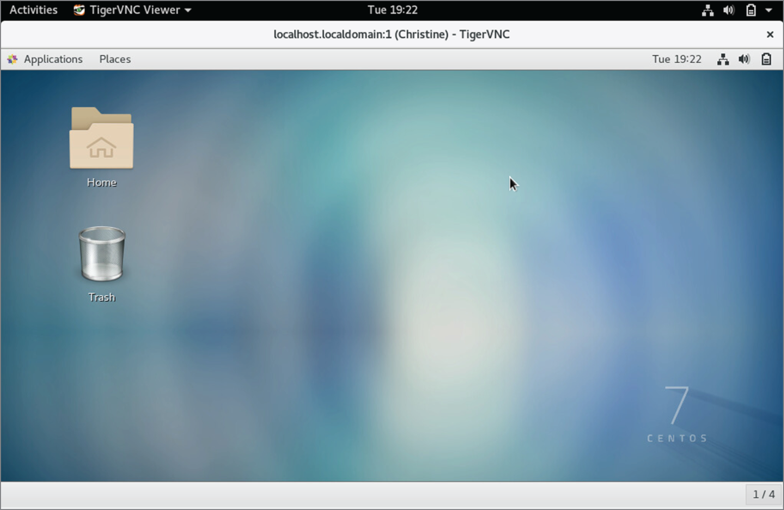 Snapshot shows Using TigerVNC