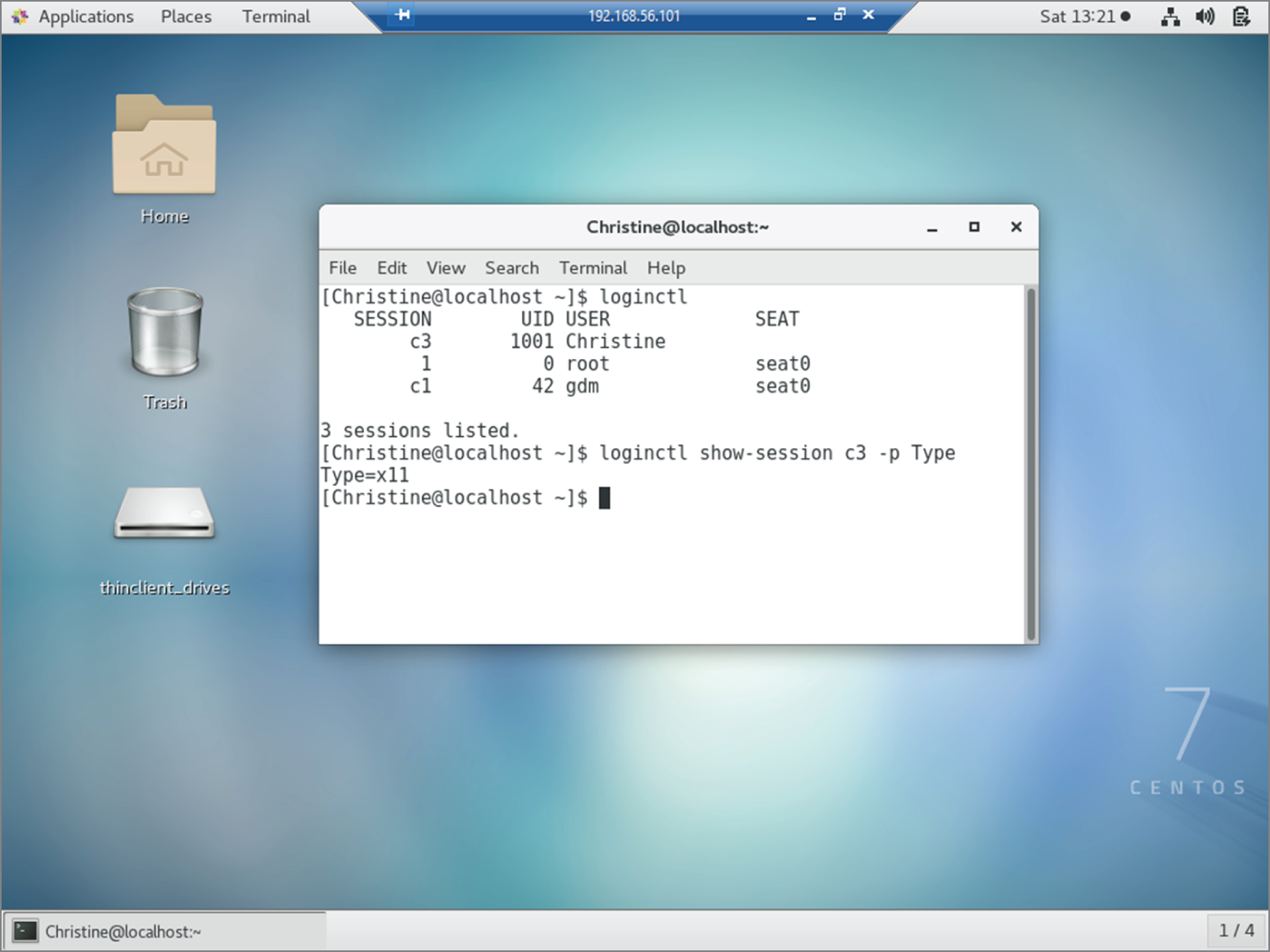 Snapshot shows Using Xrdp