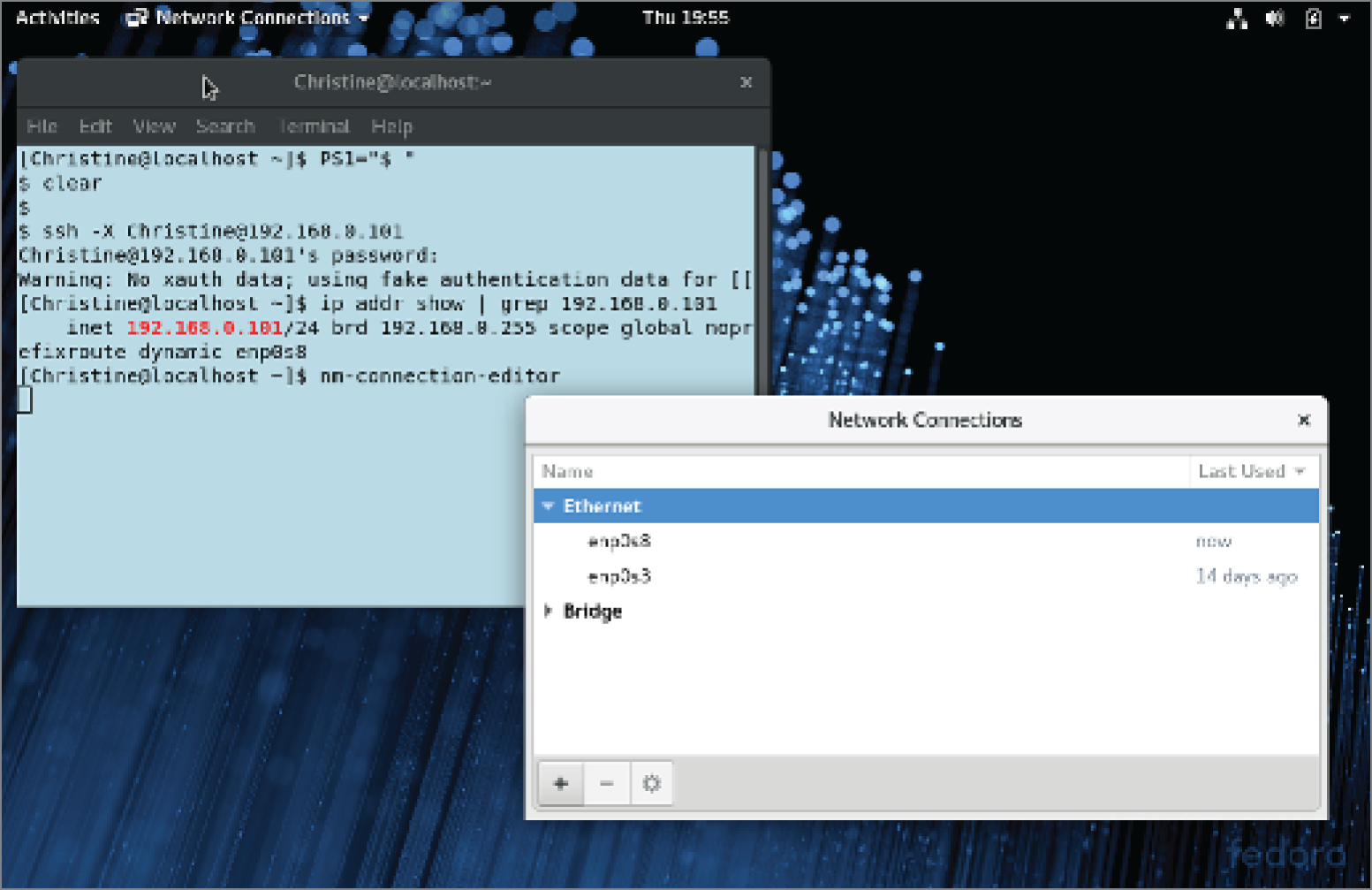 Snapshot shows forwarding X11