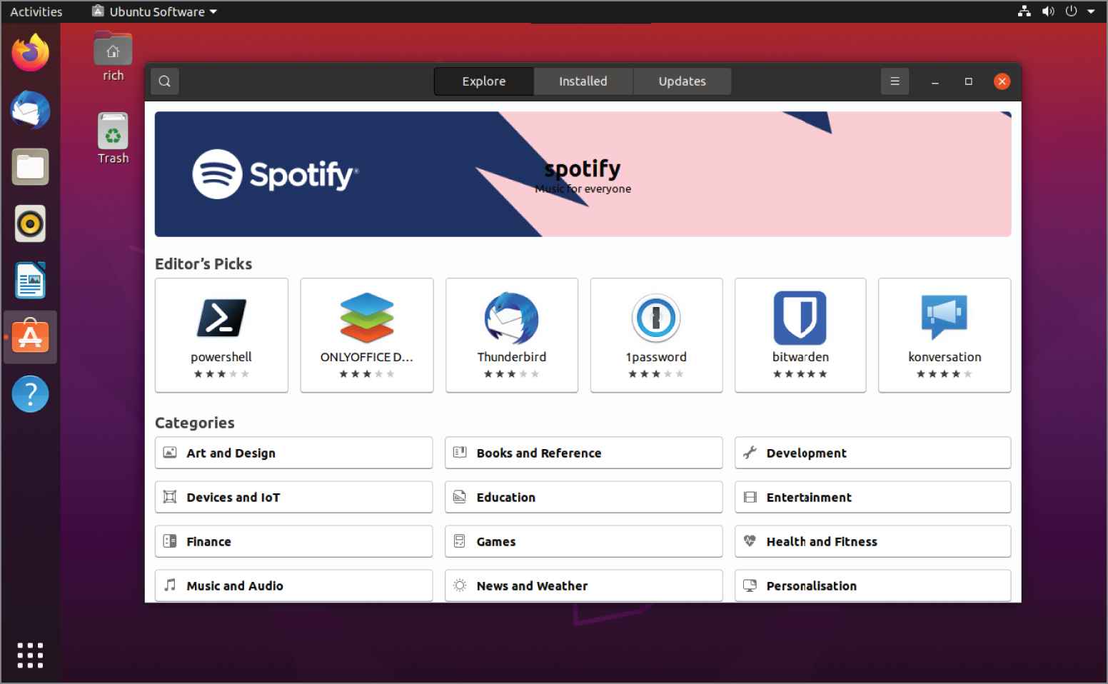 Snapshot shows the Ubuntu Software package graphical tool